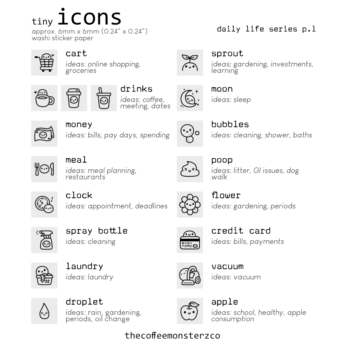 Tiny Icons - Daily Life (washi paper)