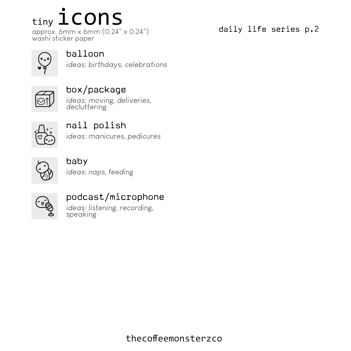 Tiny Icons - Daily Life (washi paper)