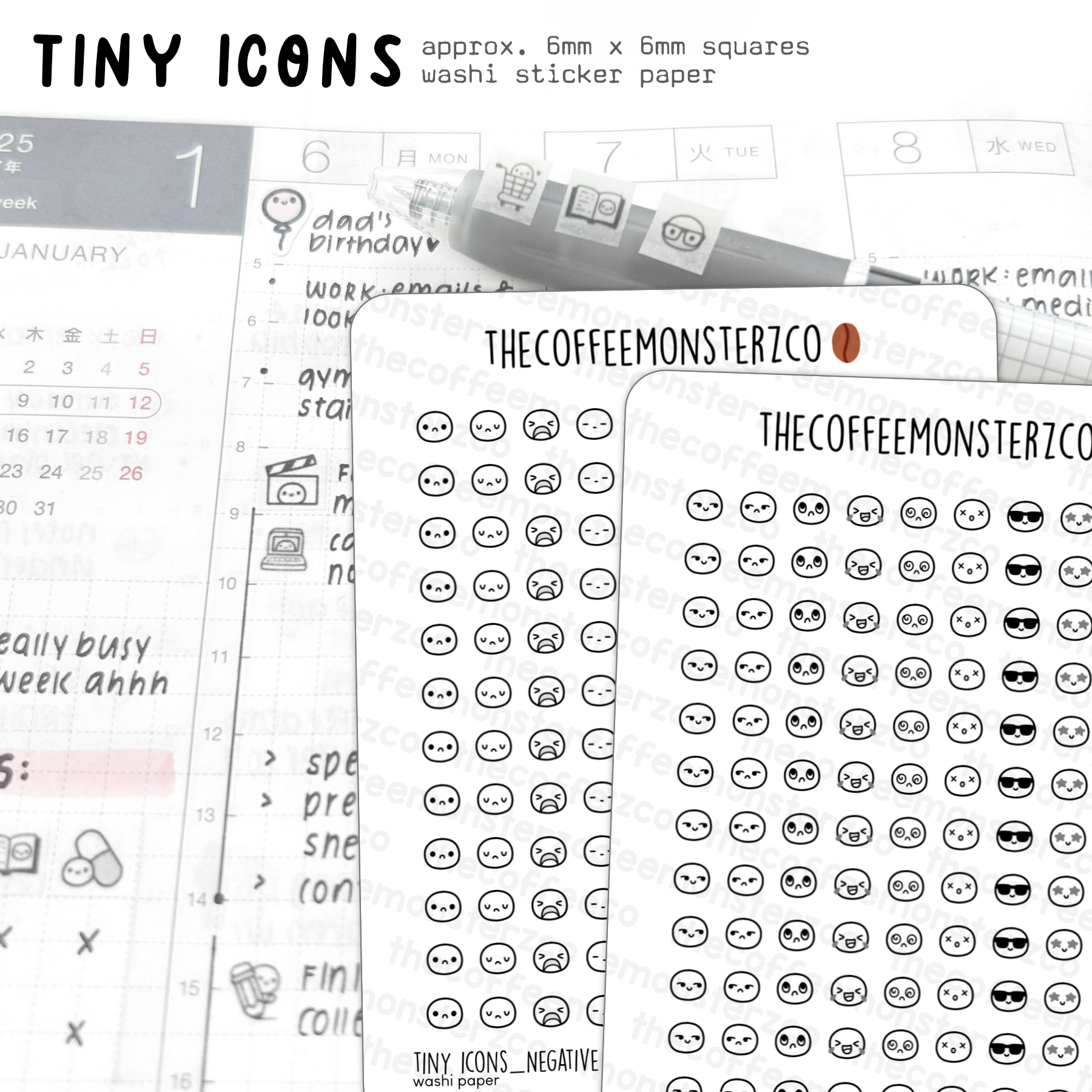 Tiny Icons - Emoti Heads (washi paper)