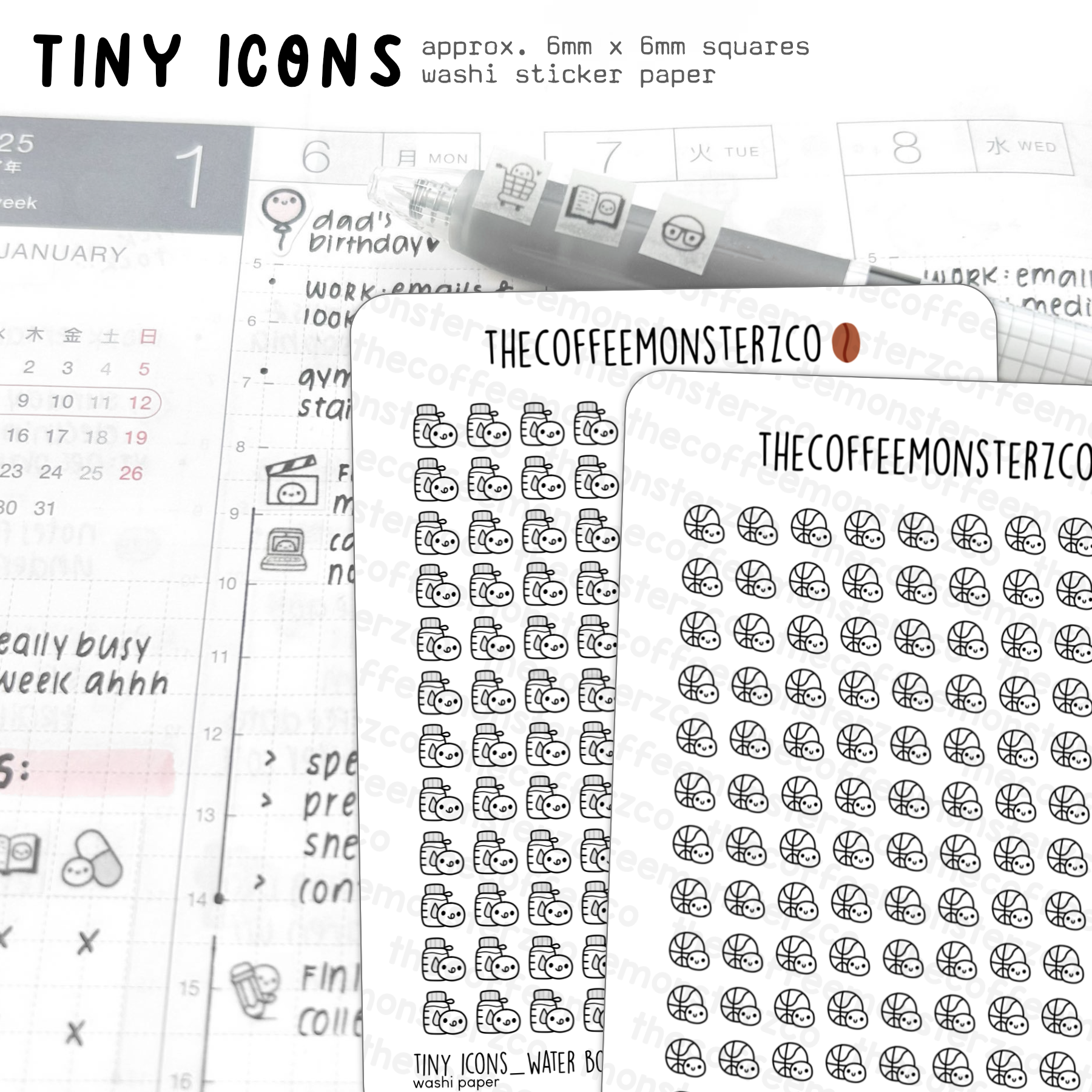 Tiny Icons - Fitness (washi paper)