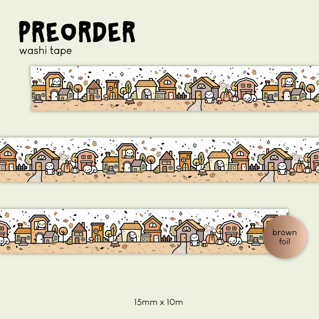 An Autumnal Neighbourhood Washi Tape - 15mm