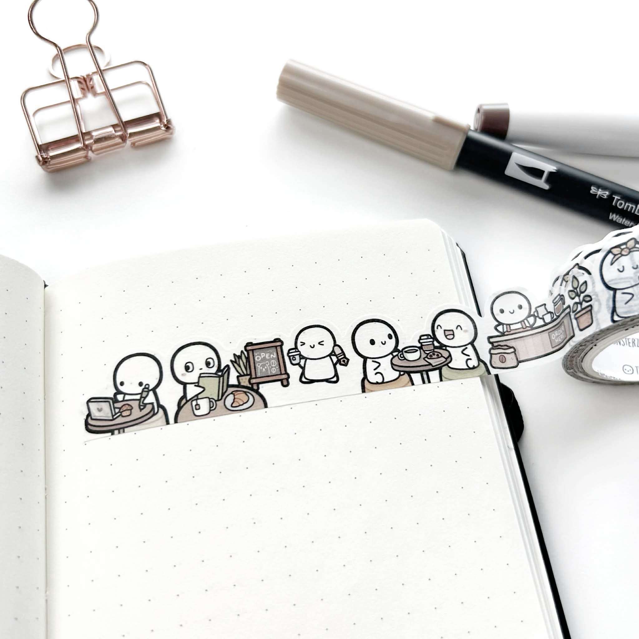 At The Café Die-Cut Washi Tape - 18mm (limit 1 per customer)