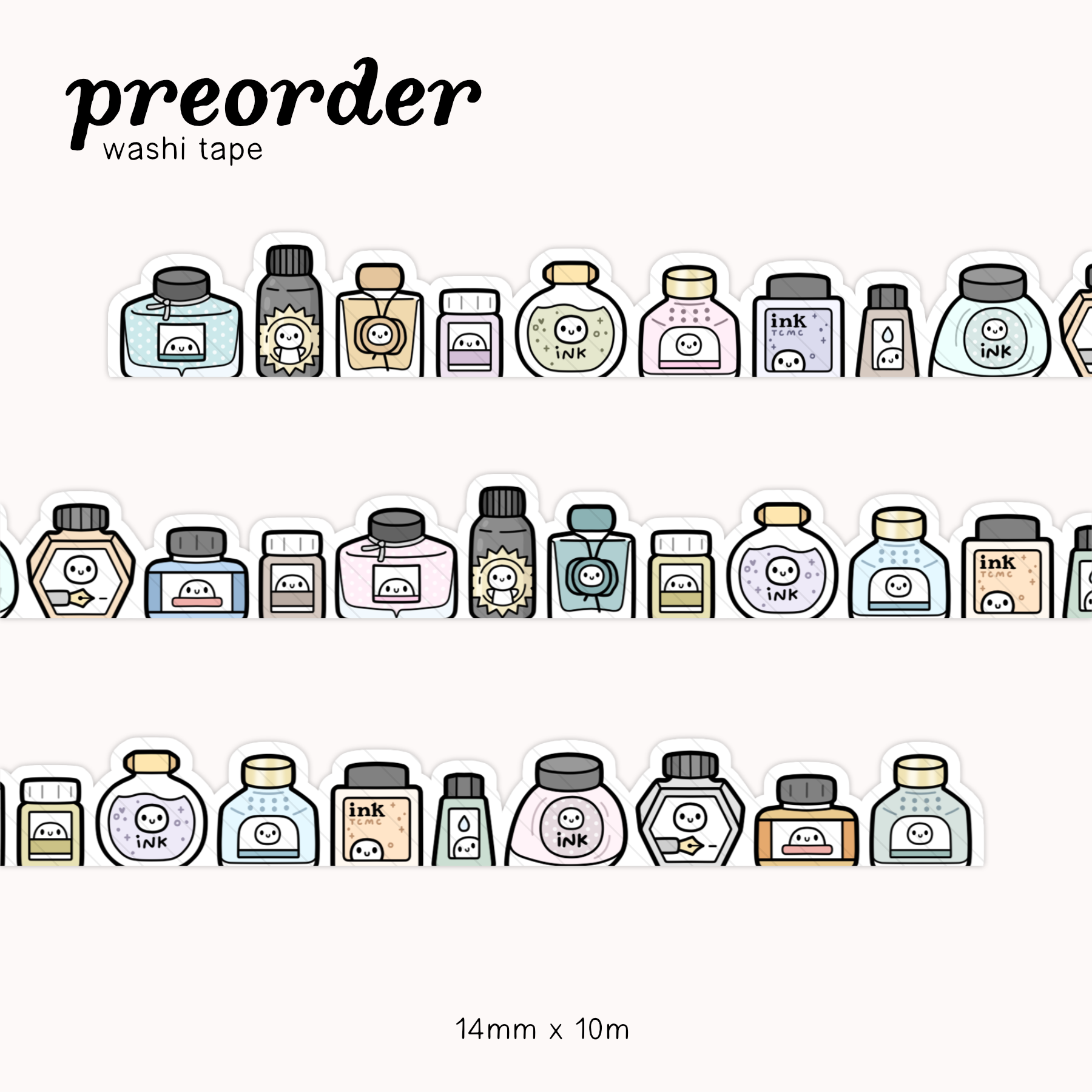 Ink Bottle Doodles 3.0 Die-Cut Washi Tape - 14mm