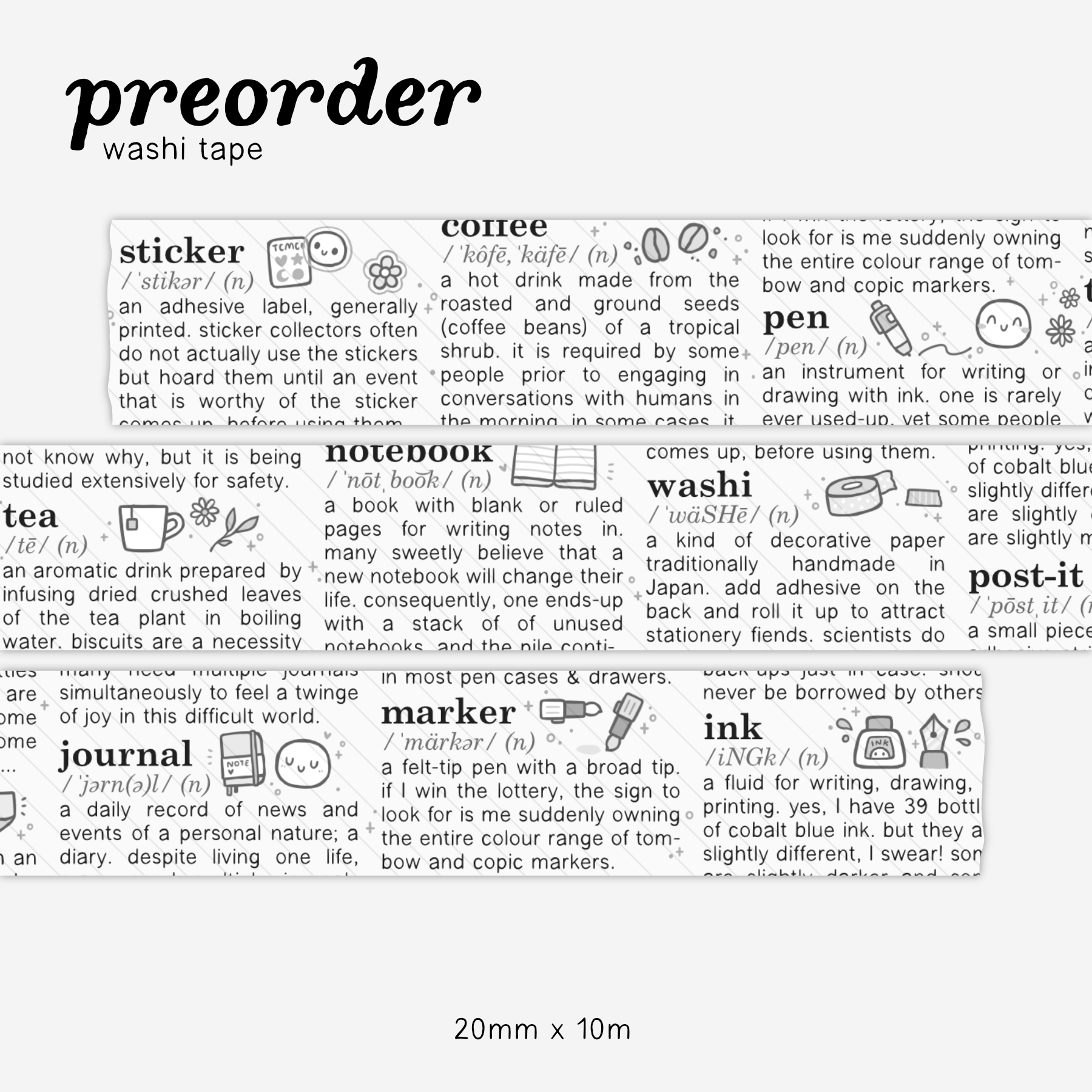 Questionable Dictionary Washi Tape - 20mm