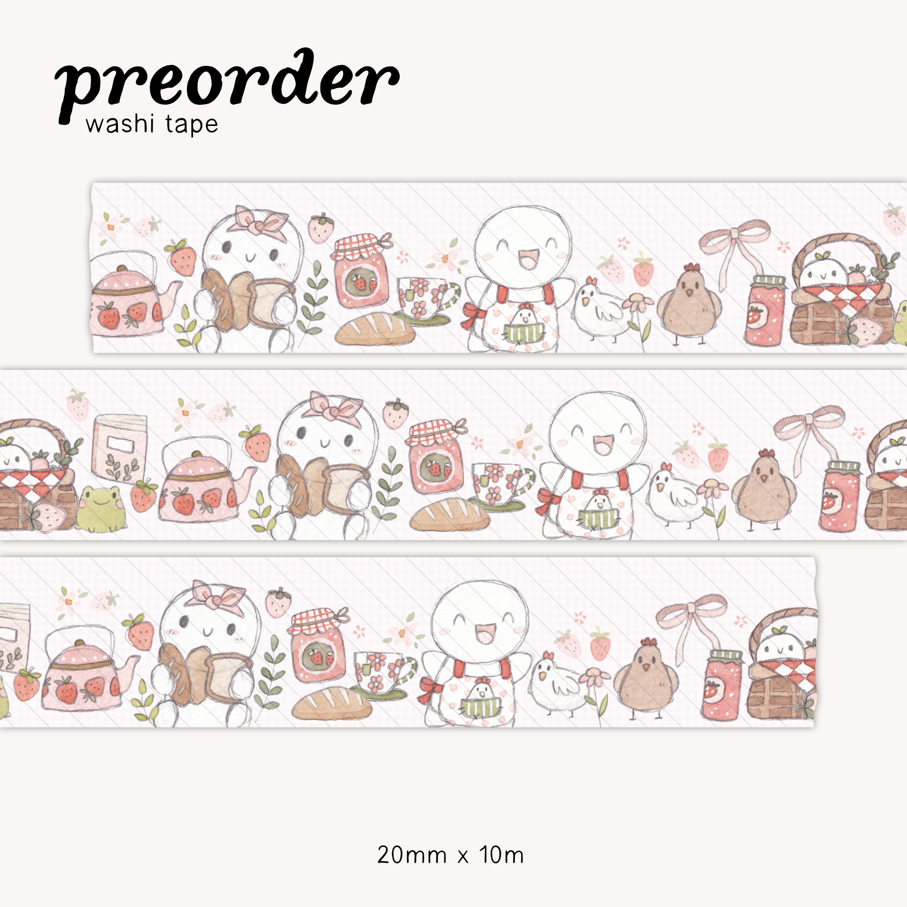 Strawberry Picnic Washi Tape - 20mm