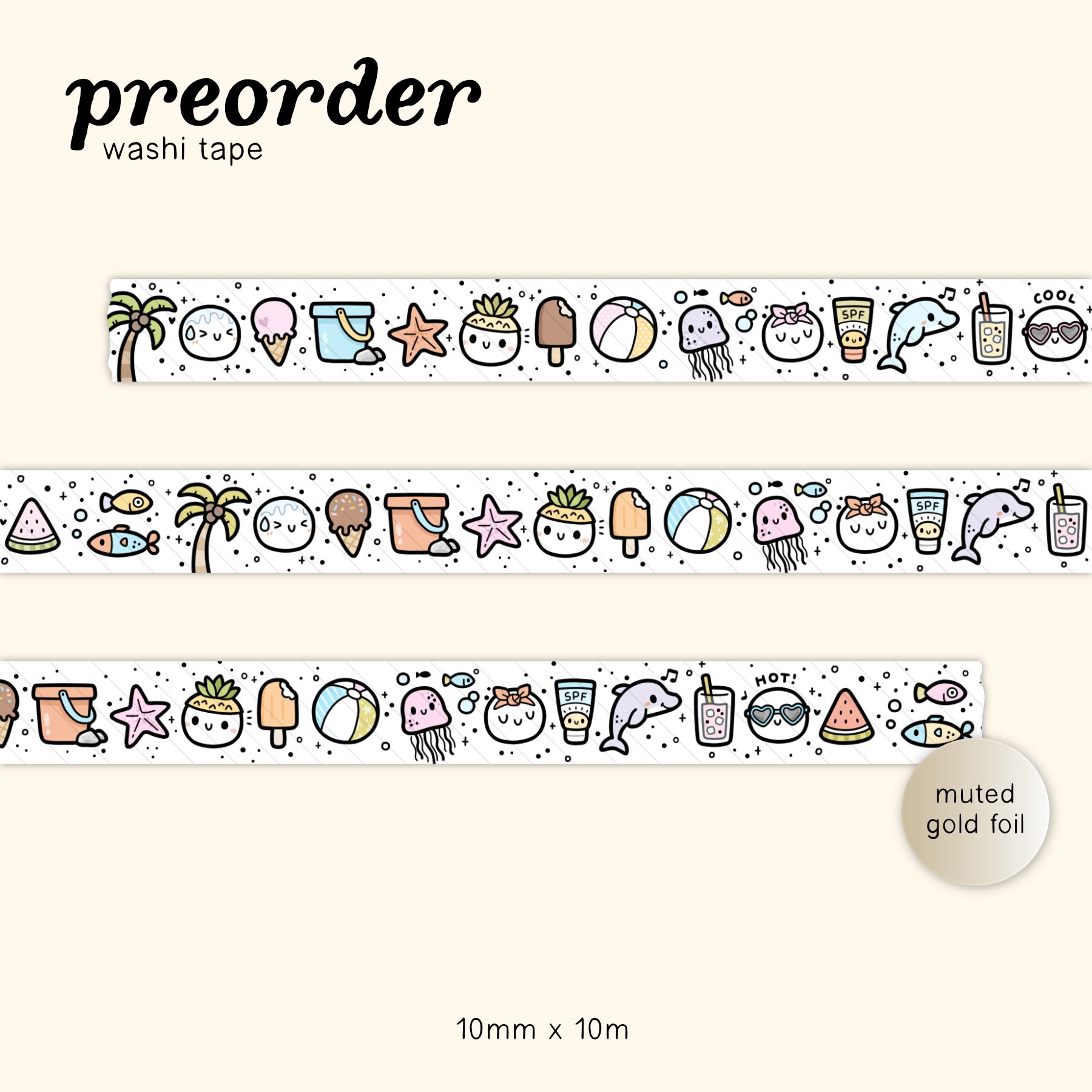 Summer Doodles Washi Tape - 10mm