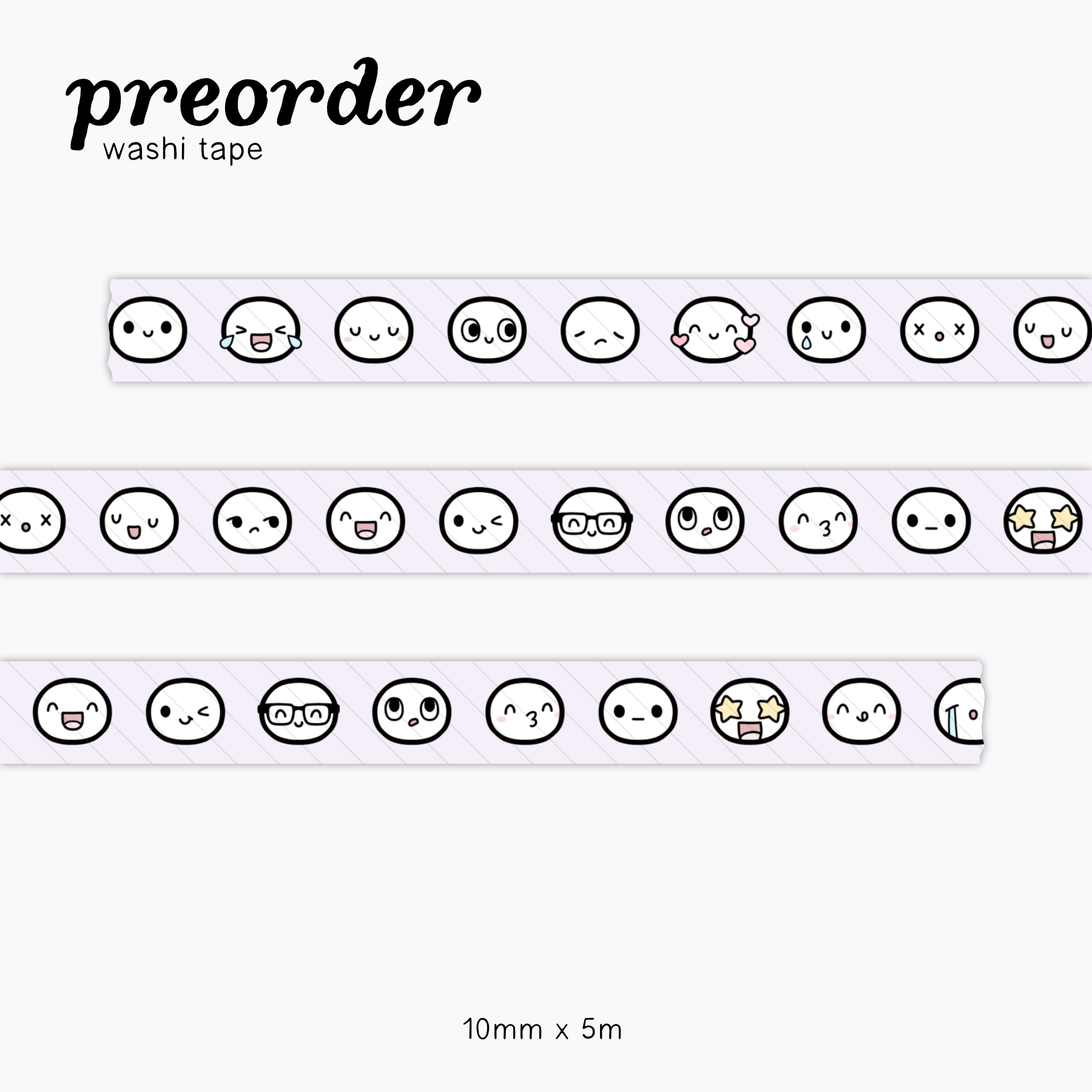 Taro Emoti Heads Sample Washi Tape - 10mm
