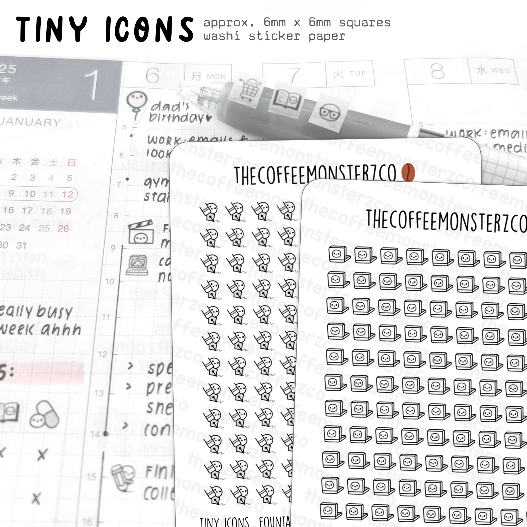 Tiny Icons - School &amp; Work (washi paper)