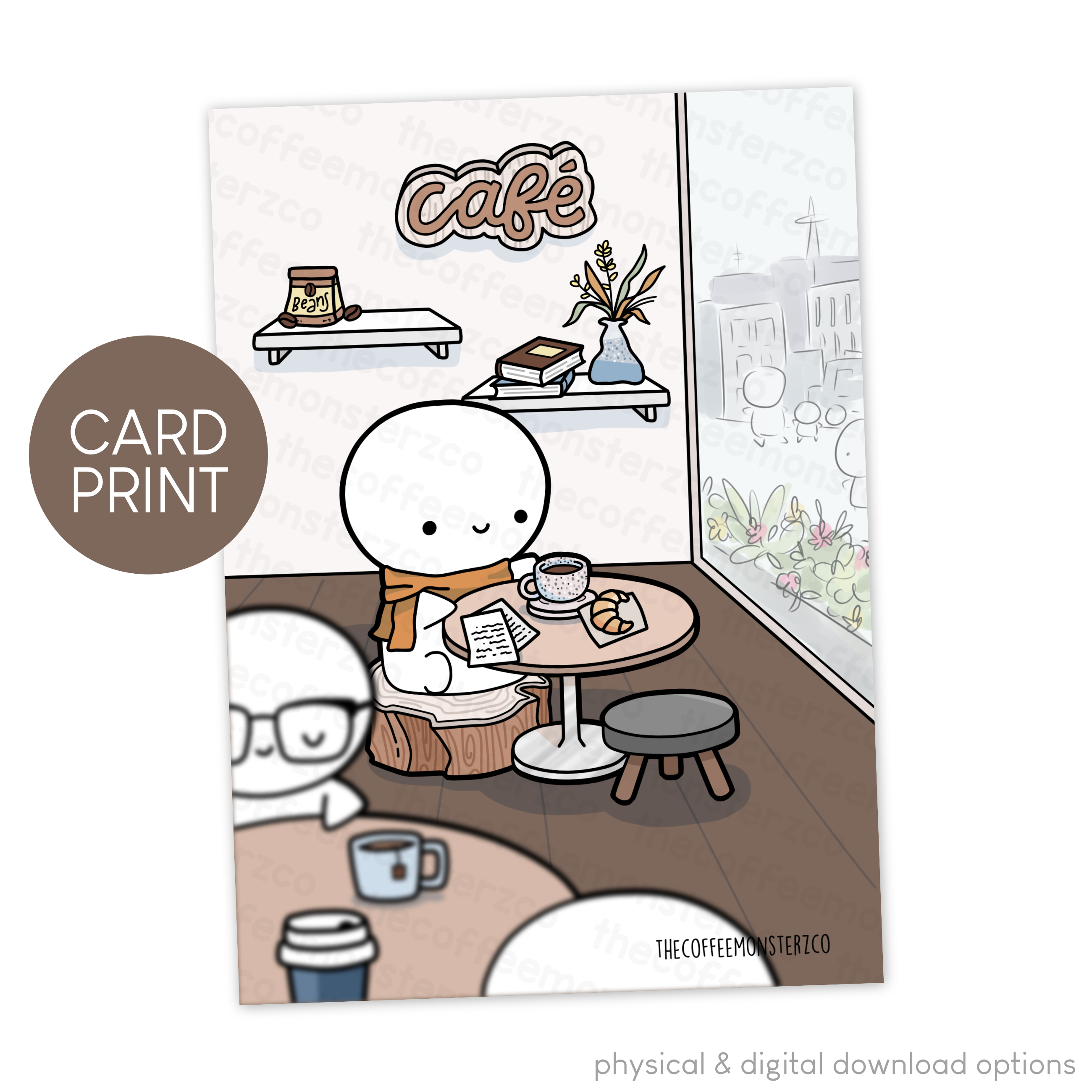 Cozy Cup of Coffee in a Cafe - Card Print