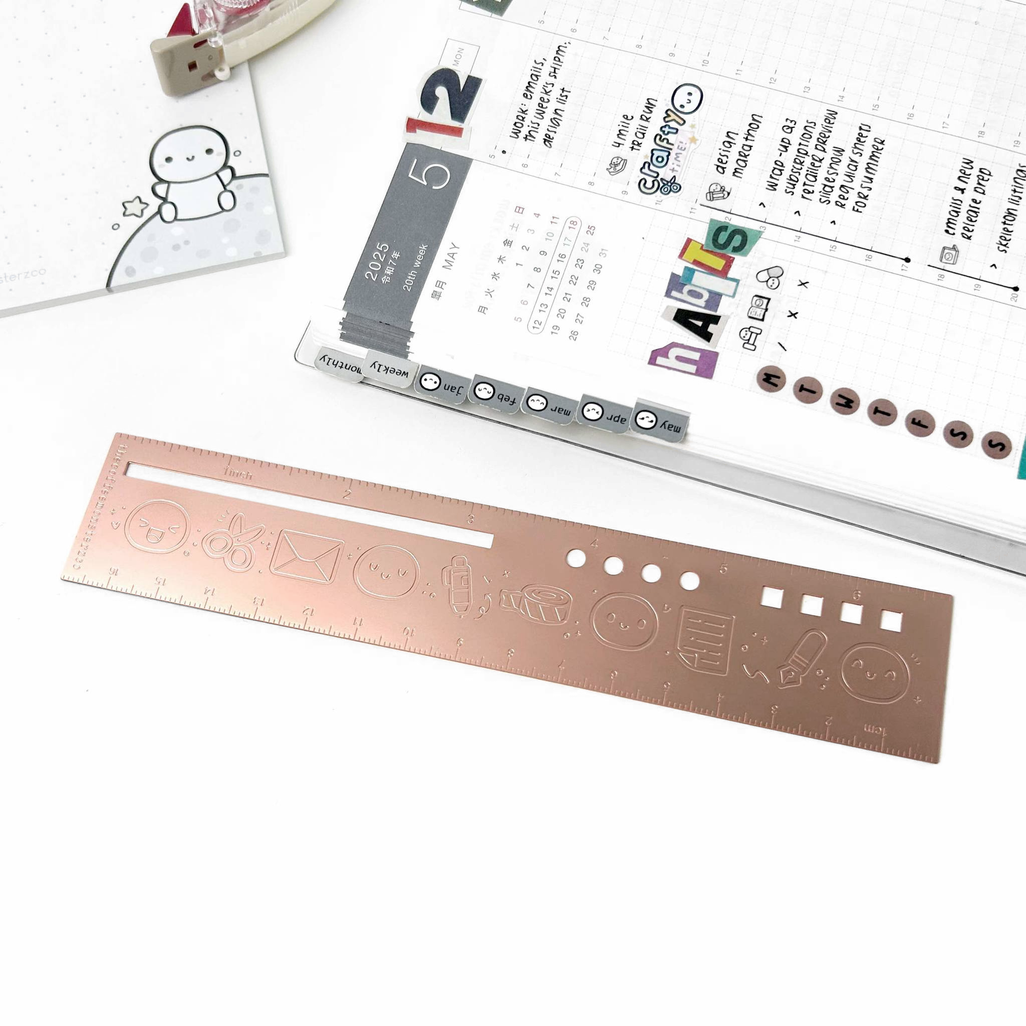 Rose Ruler Rose Gold Emotis & Doodles 2.0 - Emoti Metal Ruler – TheCoffeeMonsterzCo
