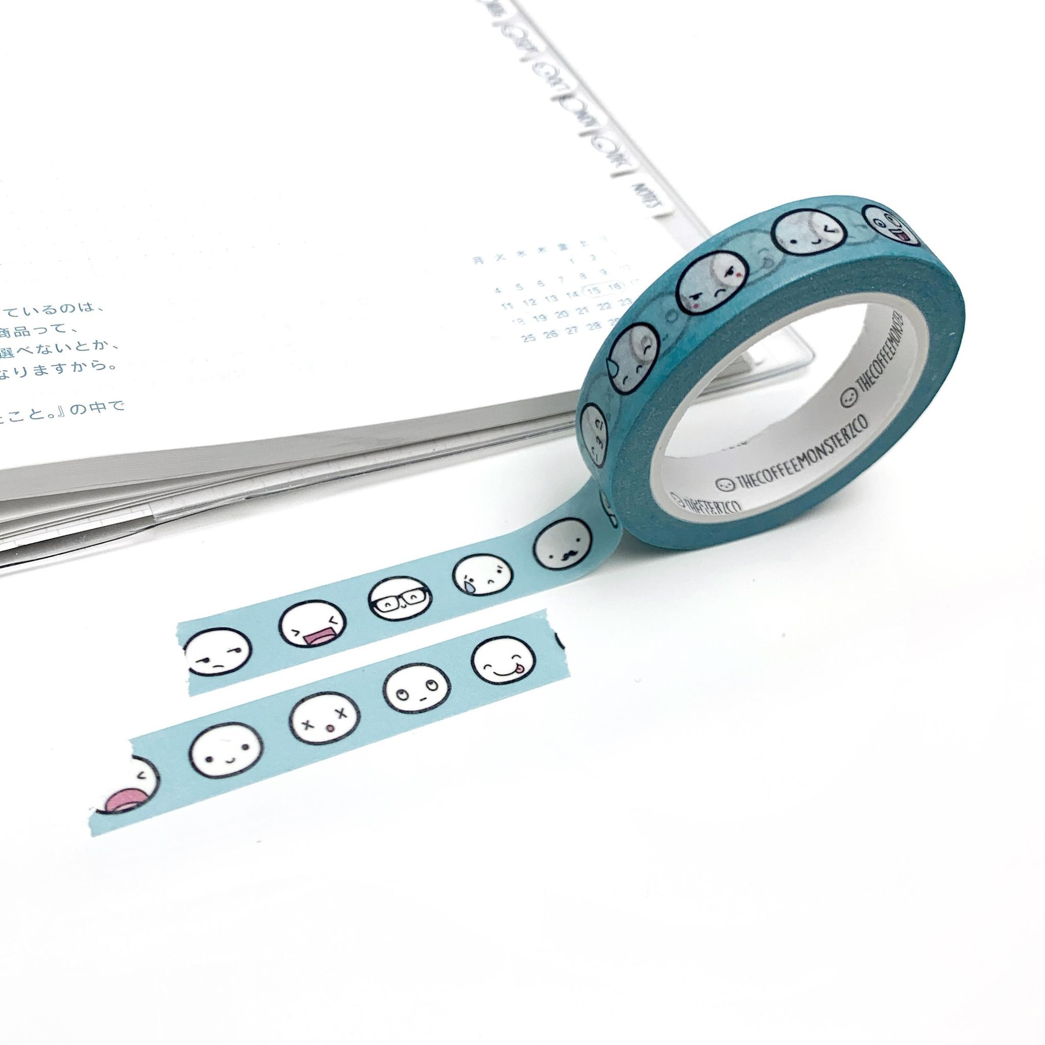 Potion Blue Emoti Head Washi Tape - 10mm