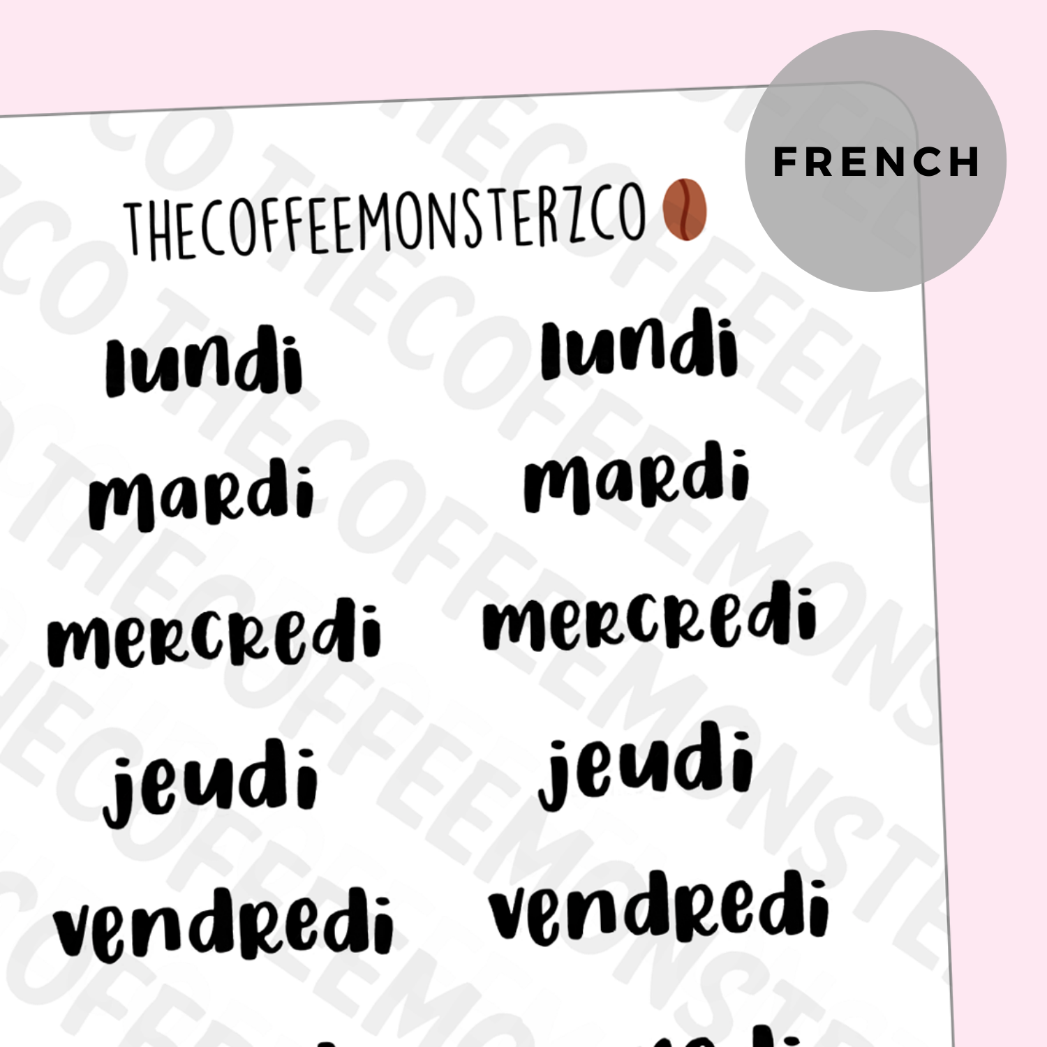 Helen's Lettering: French Days Of The Week