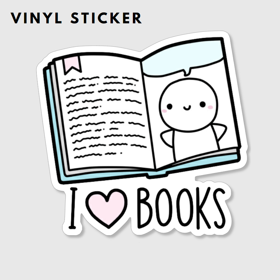 I Heart Books Vinyl Sticker - TheCoffeeMonsterzCo