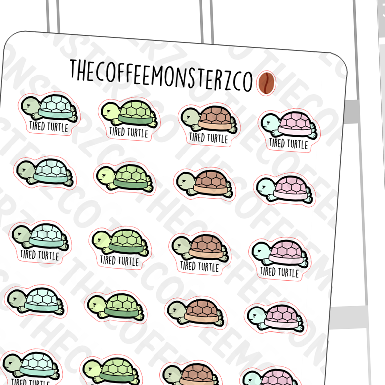 Tired Turtle Doodles - TheCoffeeMonsterzCo