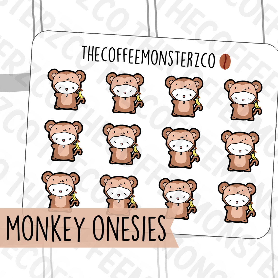 Monkey Onesie Emotis, TheCoffeeMonsterzCo