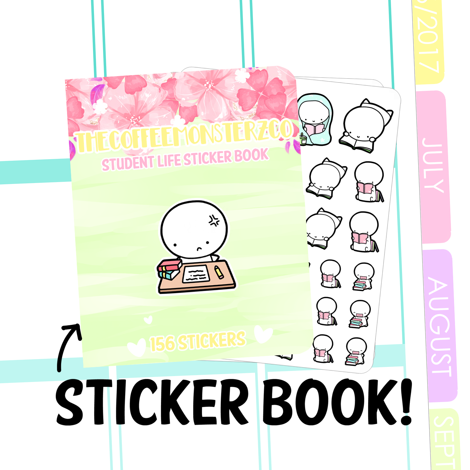 student life Sticker Book, TheCoffeeMonsterzCo