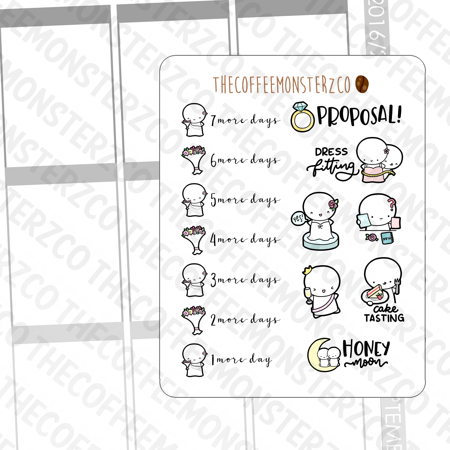 Wedding Countdown Emotis (FINAL STOCK)