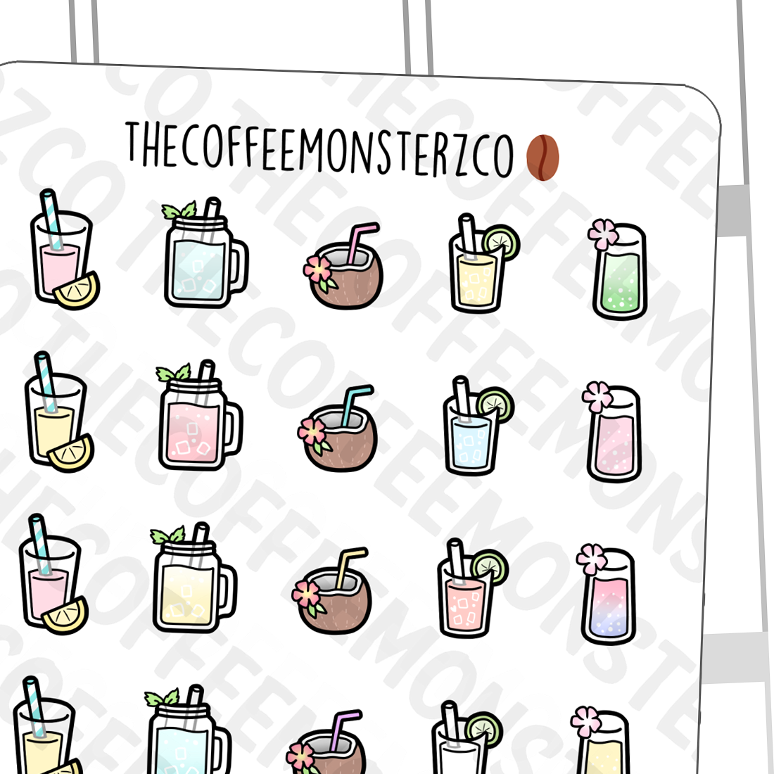 Summer Drink Doodles - TheCoffeeMonsterzCo
