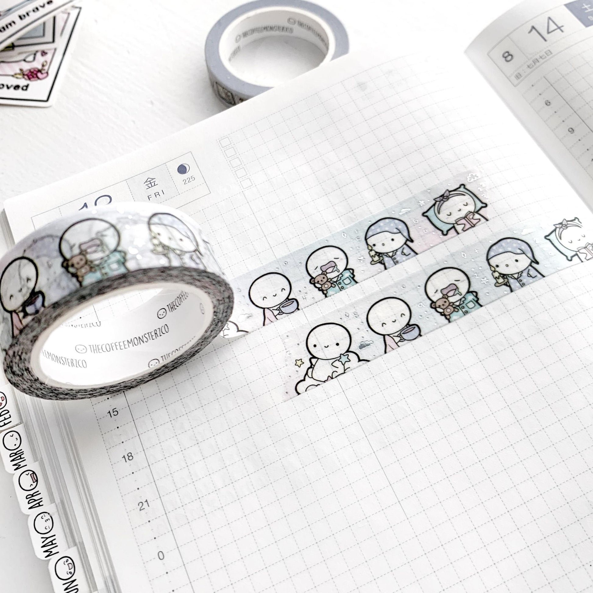 Sleep Time Emotis Washi Tape - 15mm