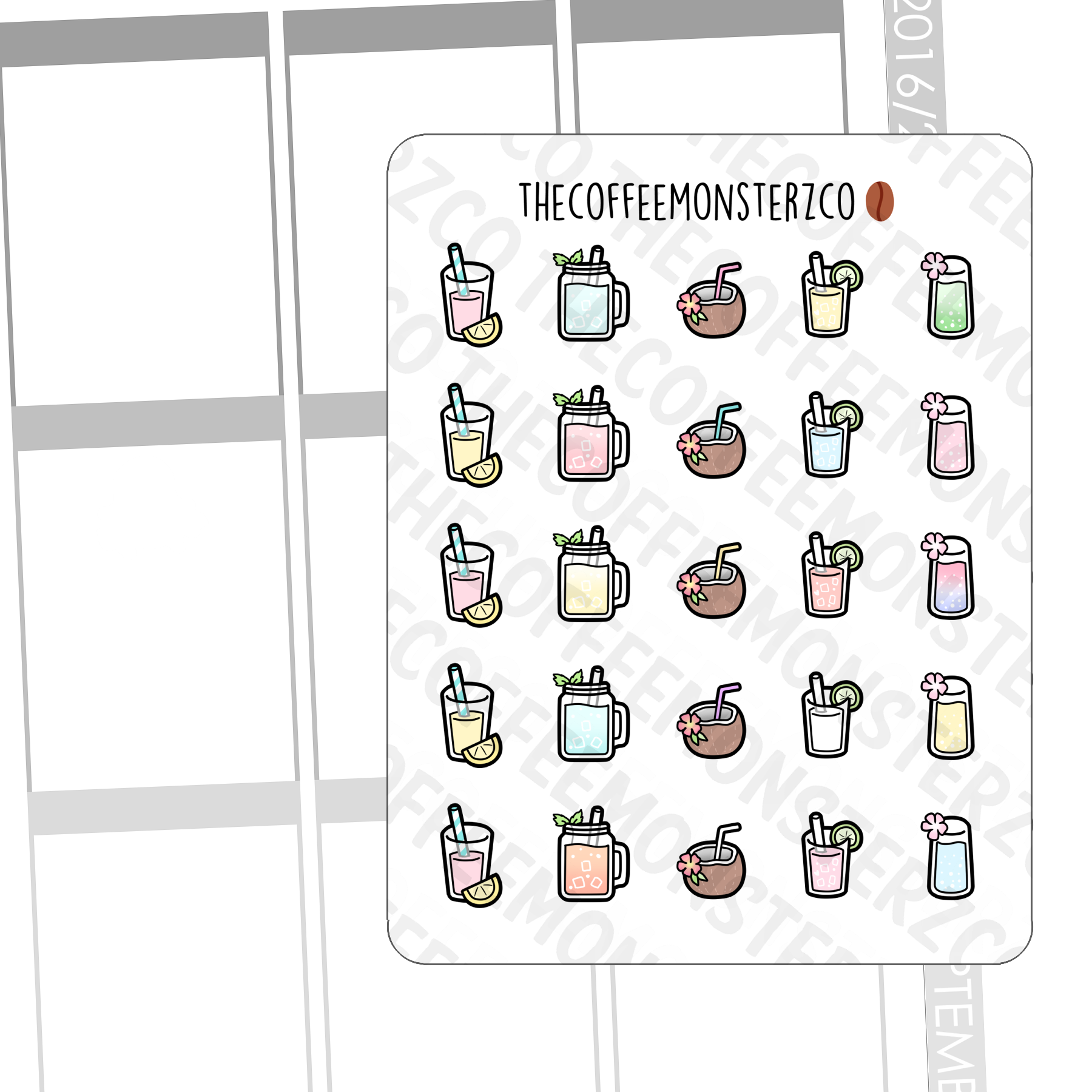 Summer Drink Doodles - TheCoffeeMonsterzCo