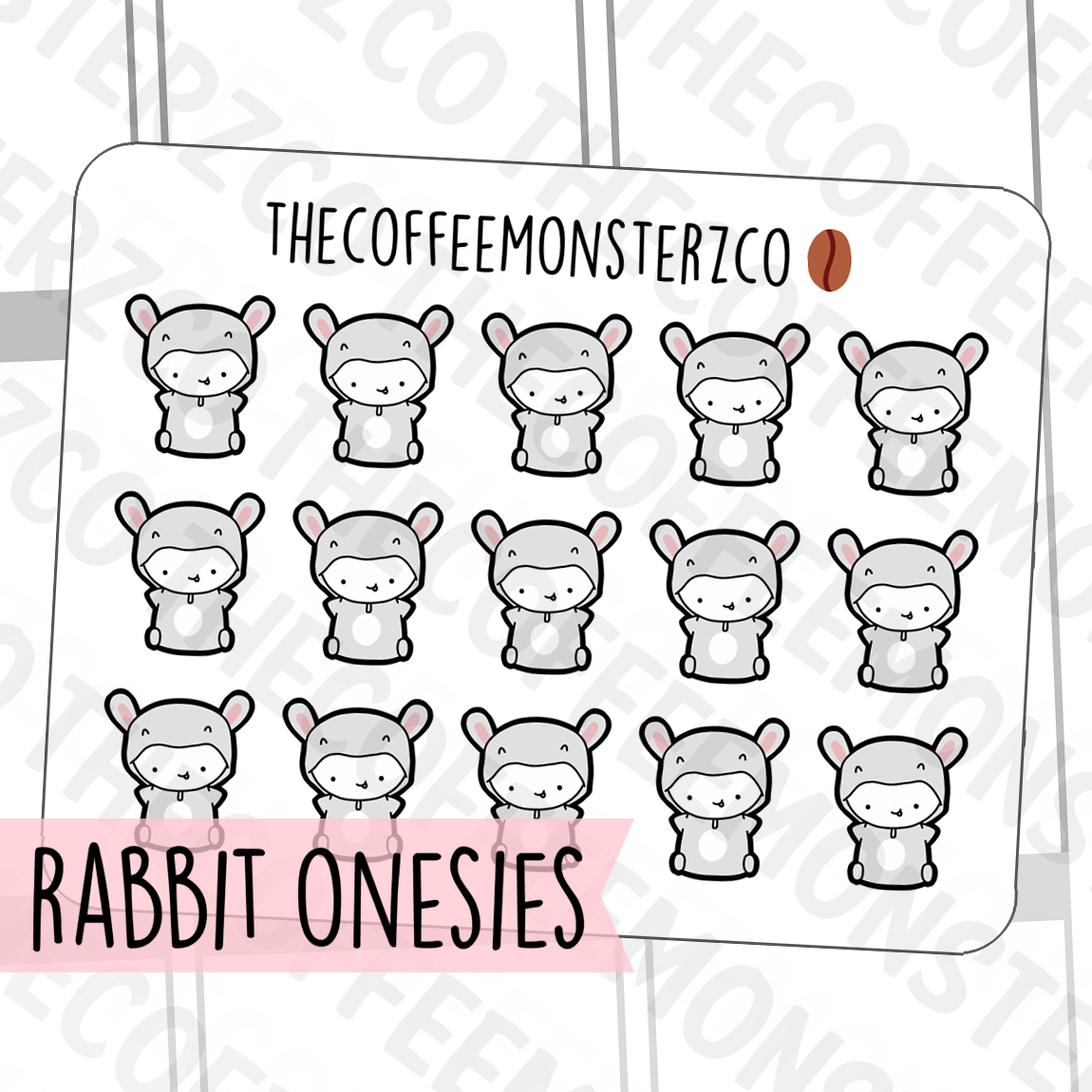 Rabbit Onesie Emotis, TheCoffeeMonsterzCo