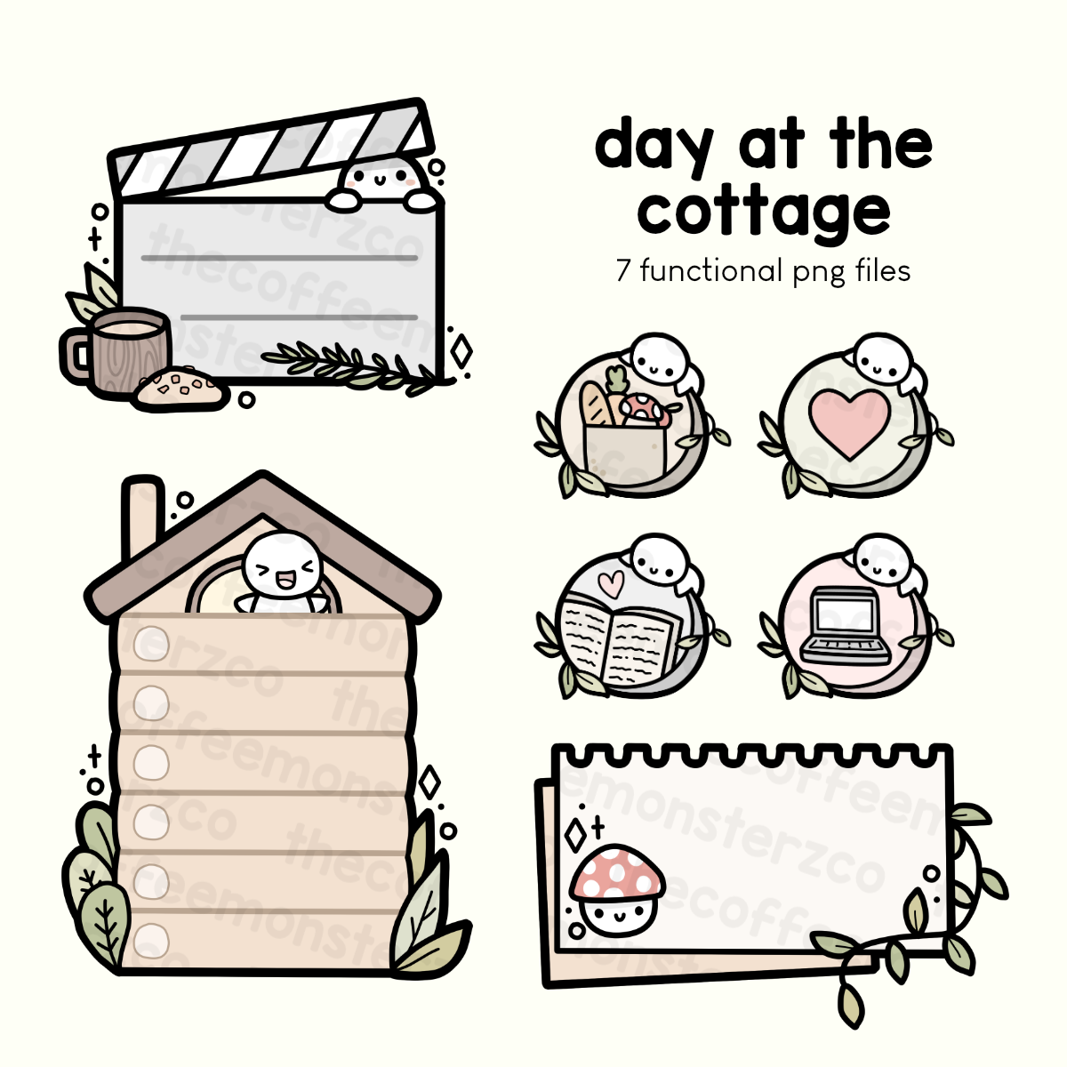 Day At The Cottage Functional Clipart (Digital File)