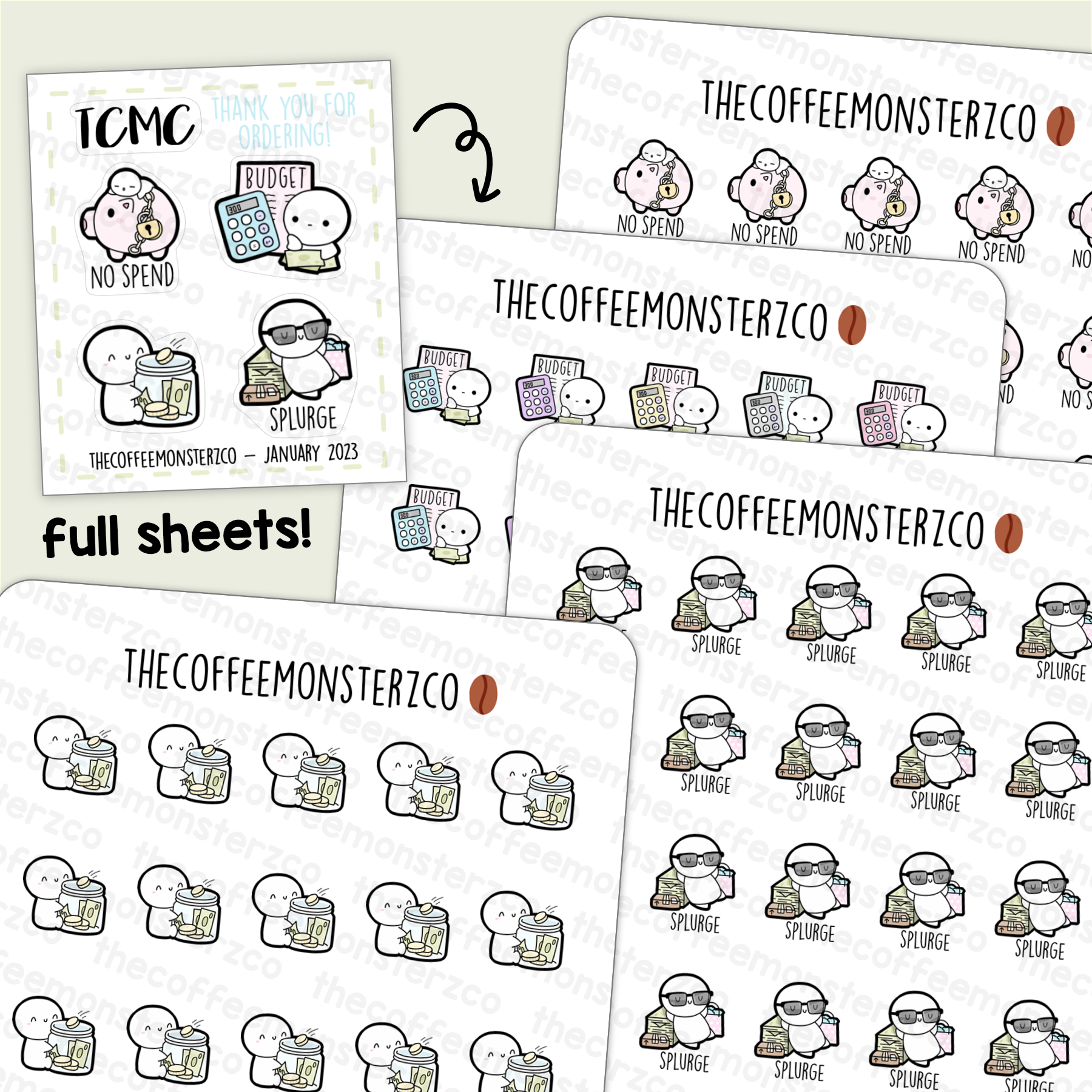 Spending & Saving Emotis (January 2023 Full Sheets) (FINAL STOCK)