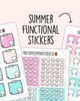 Summer Fun Emotis Functional Stickers