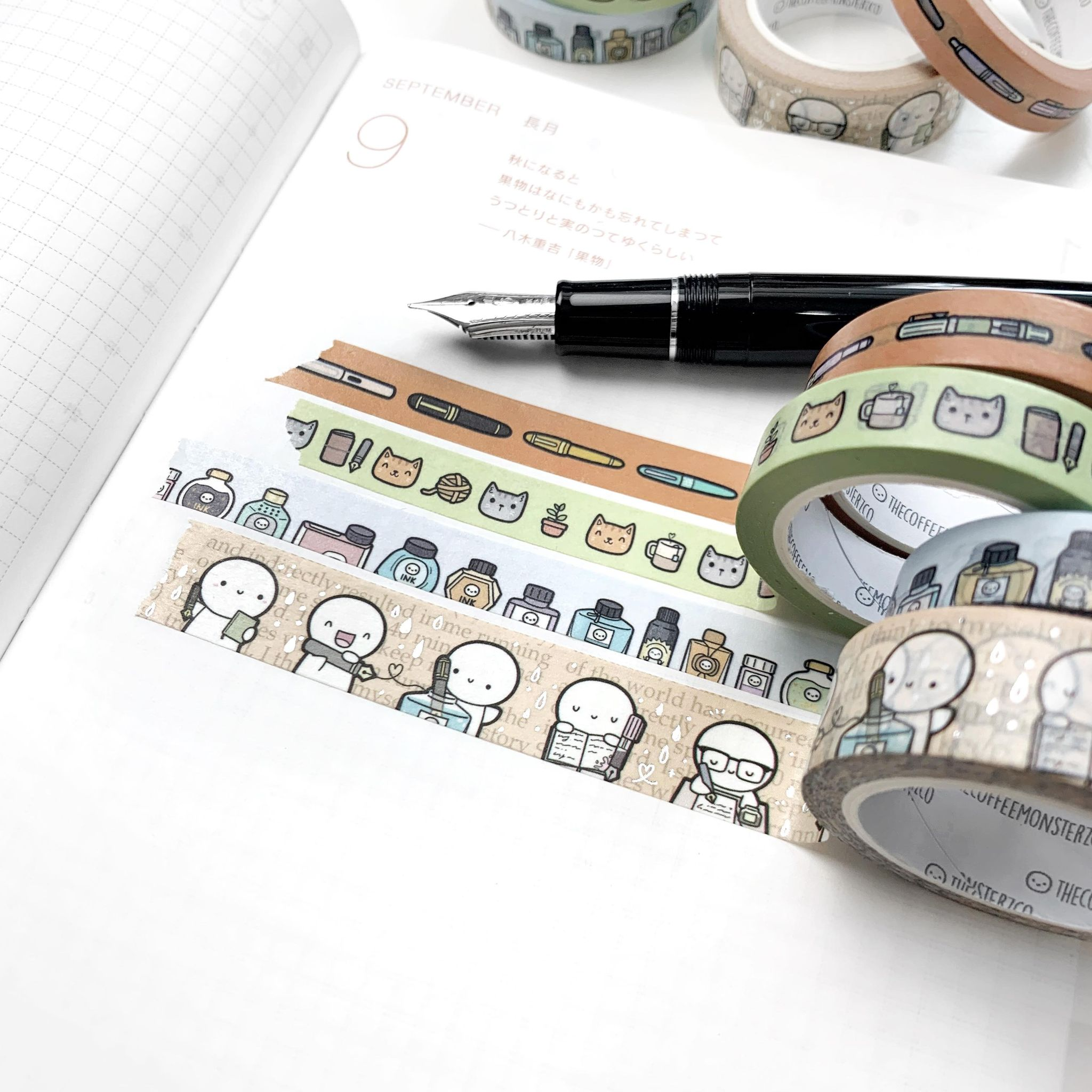 WonderPens x TheCoffeeMonsterzCo Collaboration Washi Tapes