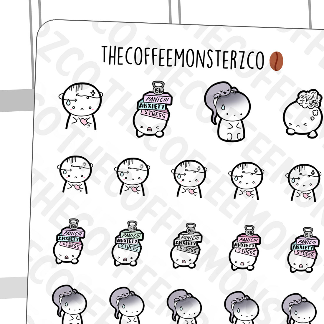 Anxiety Attack Emotis - TheCoffeeMonsterzCo