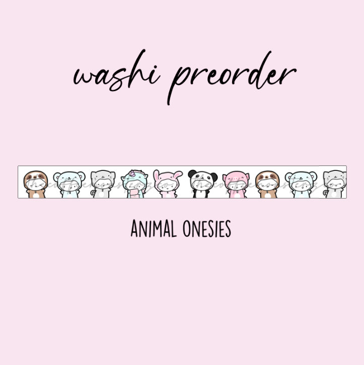 Animal Onesie Emoti Washi Tape - 10mm - TheCoffeeMonsterzCo