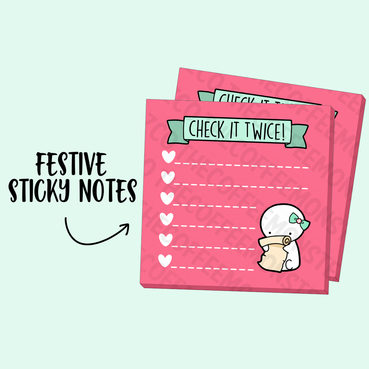 Check it Twice! Sticky Note Pad (3" X 3") (1 per customer)