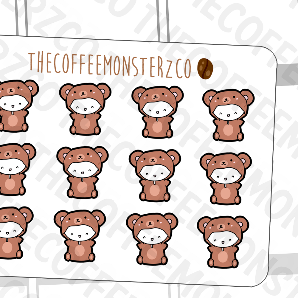 Bear Onesie Emotis, TheCoffeeMonsterzCo