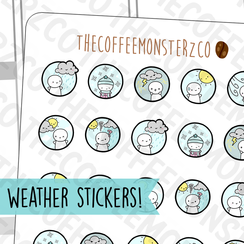 Emoti Weather Icons Sampler, TheCoffeeMonsterzCo