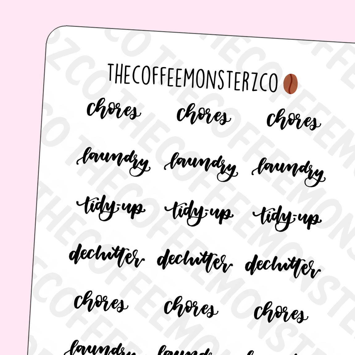Chores Lettering Helen's Lettering: Chores – TheCoffeeMonsterzCo