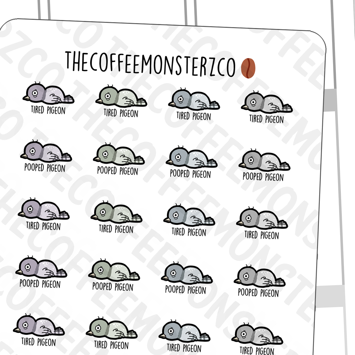 Tired & Pooped Pigeon - TheCoffeeMonsterzCo