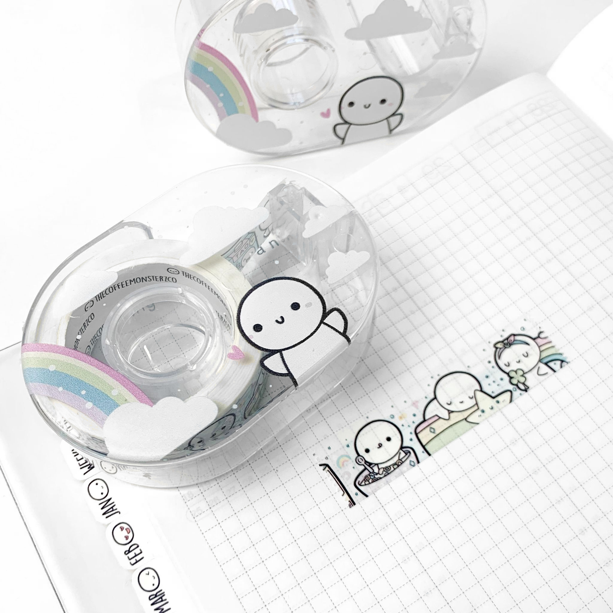 Misfit Rainbow Emoti - Plastic Washi Dispenser (1 per customer)