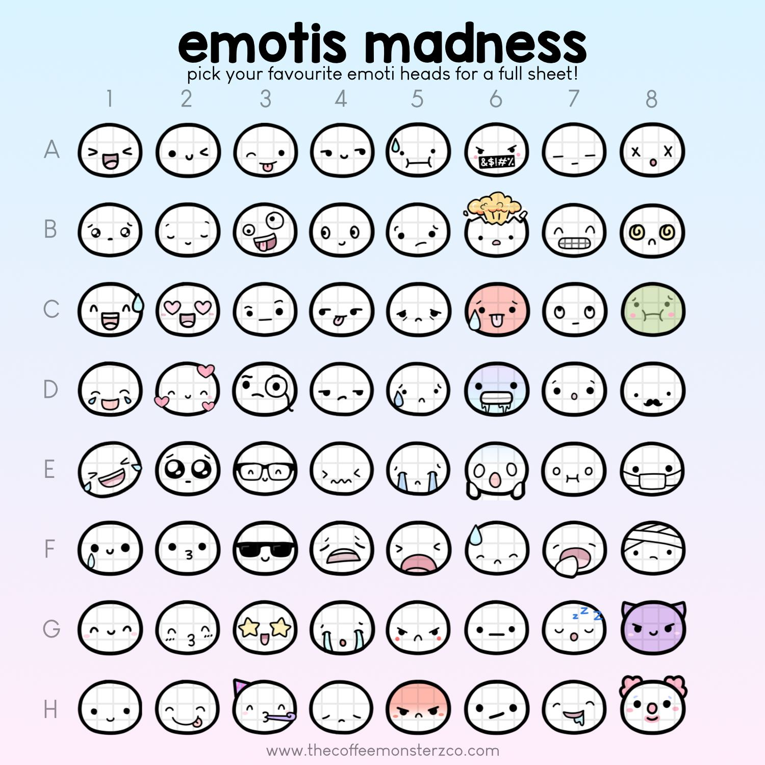 Emoti Heads Full Sheets SLIM