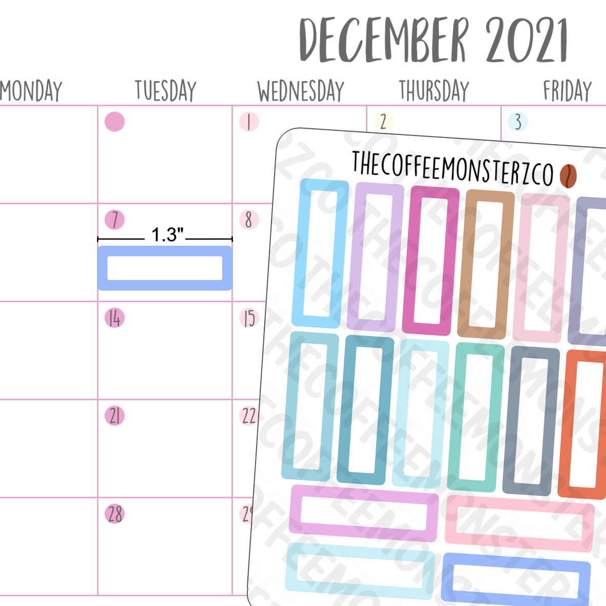 Simple Calendar Labels 2021 - TheCoffeeMonsterzCo
