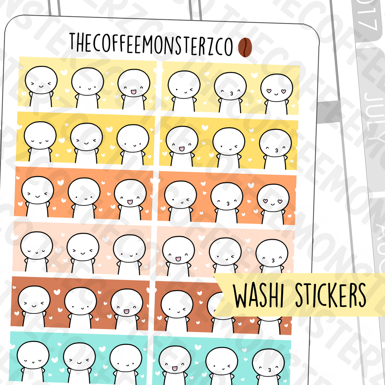 Fall Emoti Washi Strip Stickers (FINAL STOCK), TheCoffeeMonsterzCo