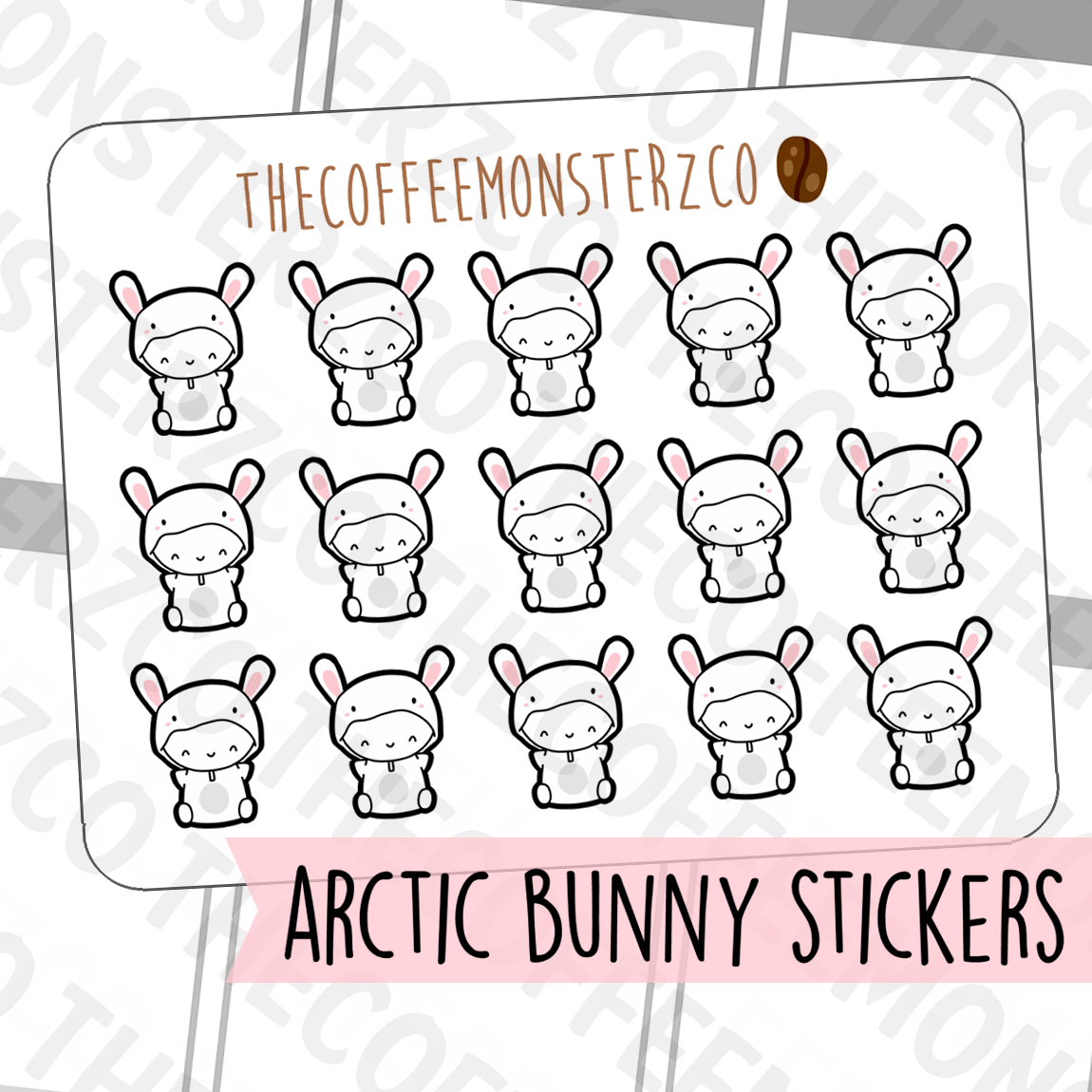 Arctic Bunny Onesie Emotis, TheCoffeeMonsterzCo