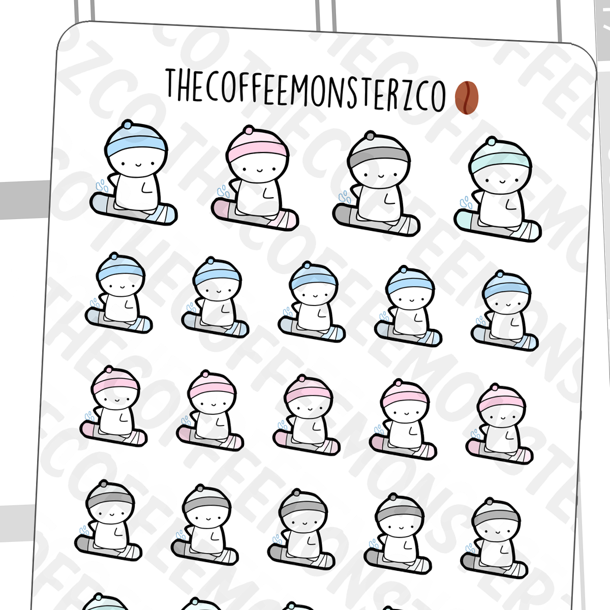 Snowboarding Emotis - TheCoffeeMonsterzCo