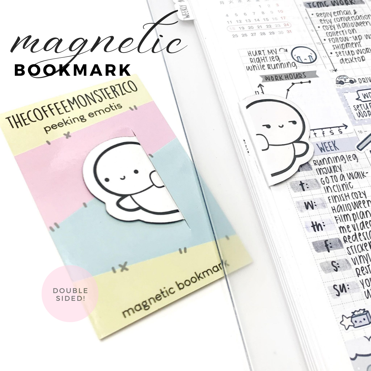 Peeking Emotis Magnetic Bookmark (misfit) (1 per customer)