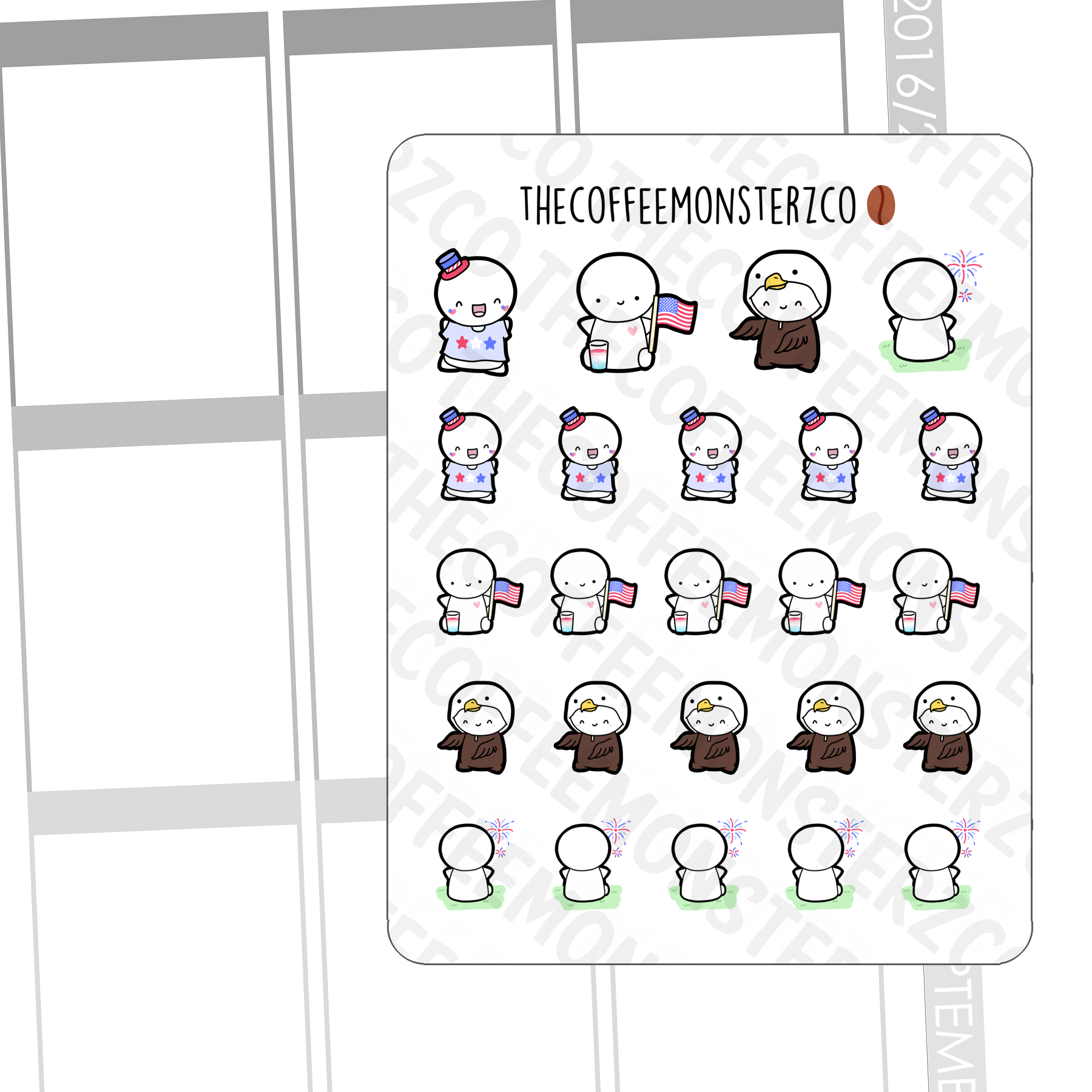 Fourth of July Emotis, TheCoffeeMonsterzCo
