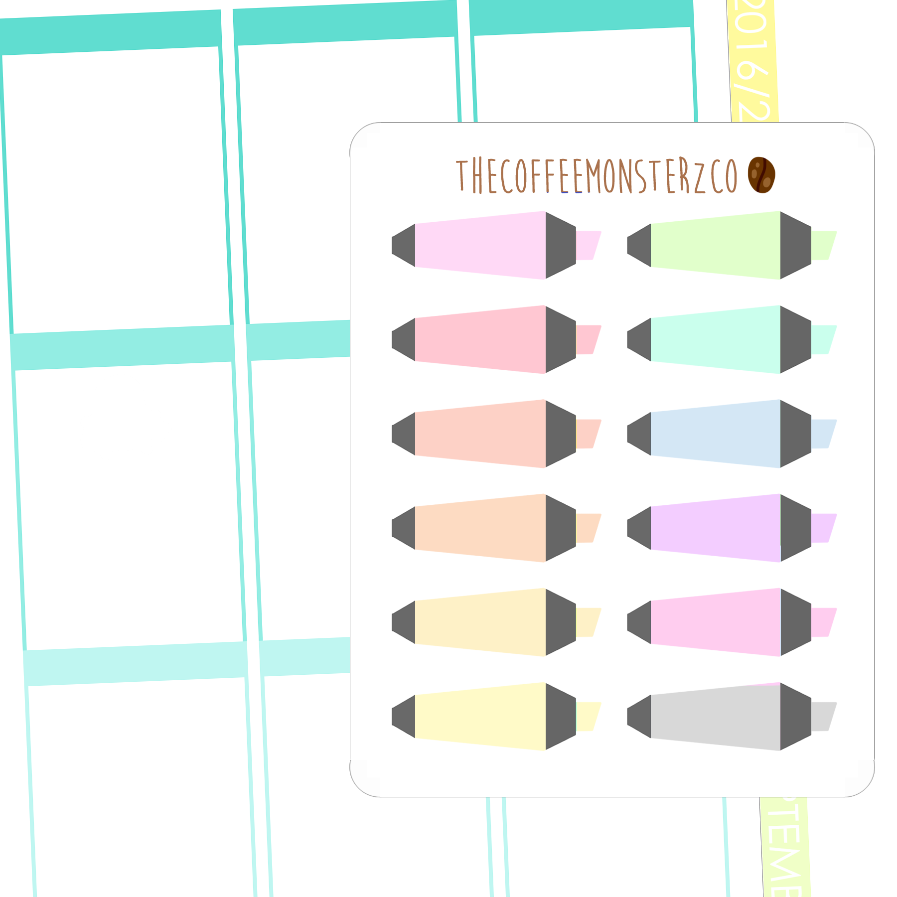 pastel highlighters, TheCoffeeMonsterzCo