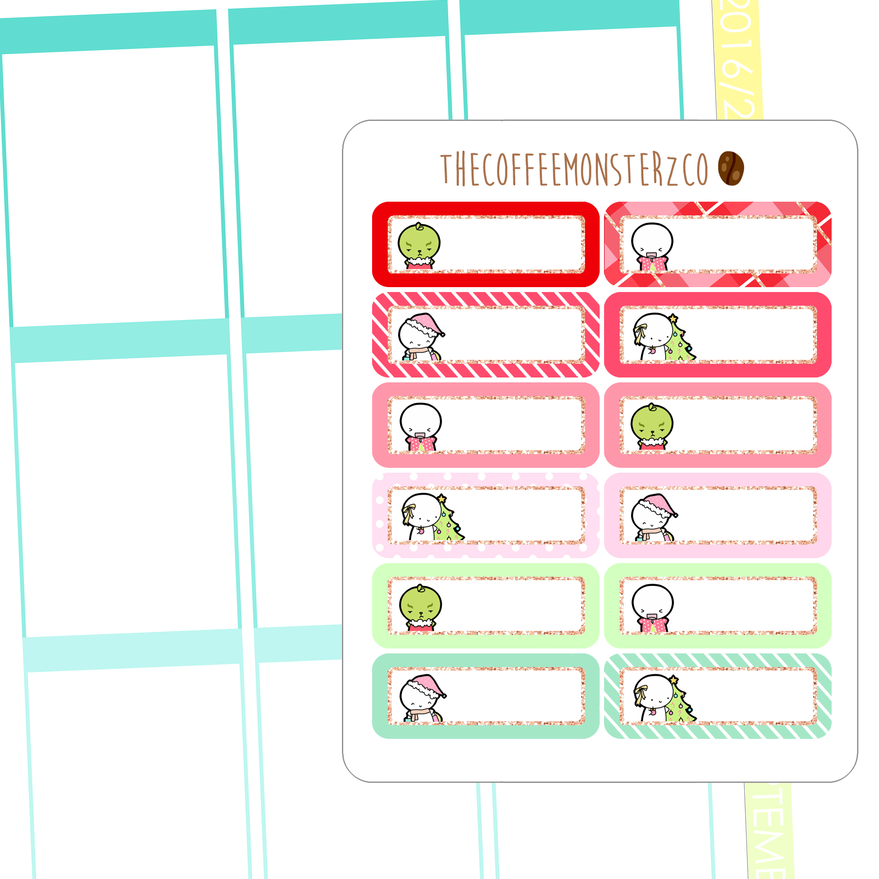 christmas emoti labels (FINAL STOCK), TheCoffeeMonsterzCo