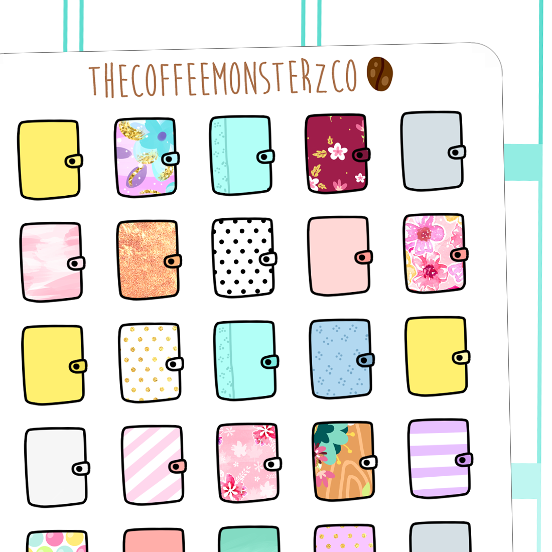 patterned planners, TheCoffeeMonsterzCo