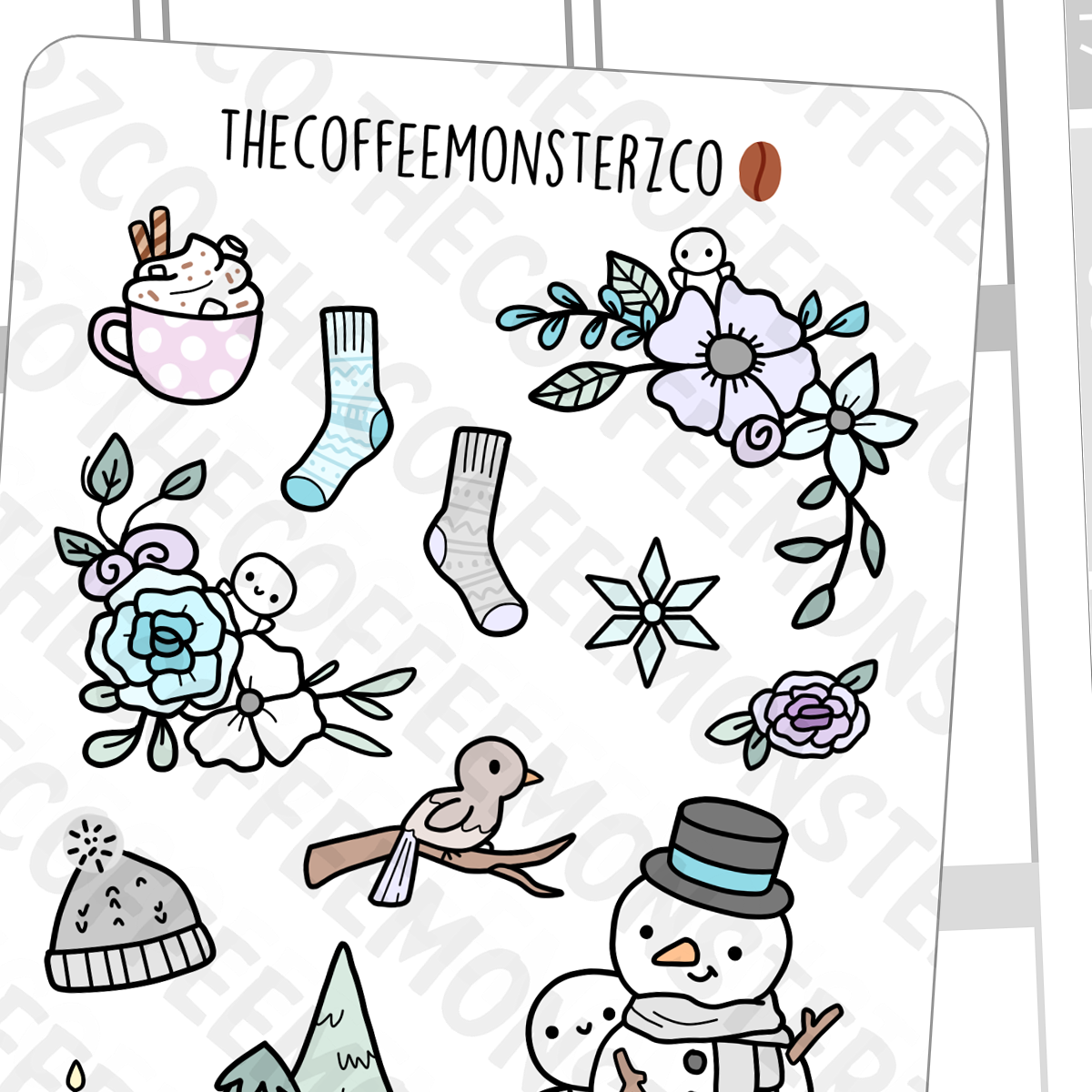 Large Winter Doodle Stickers