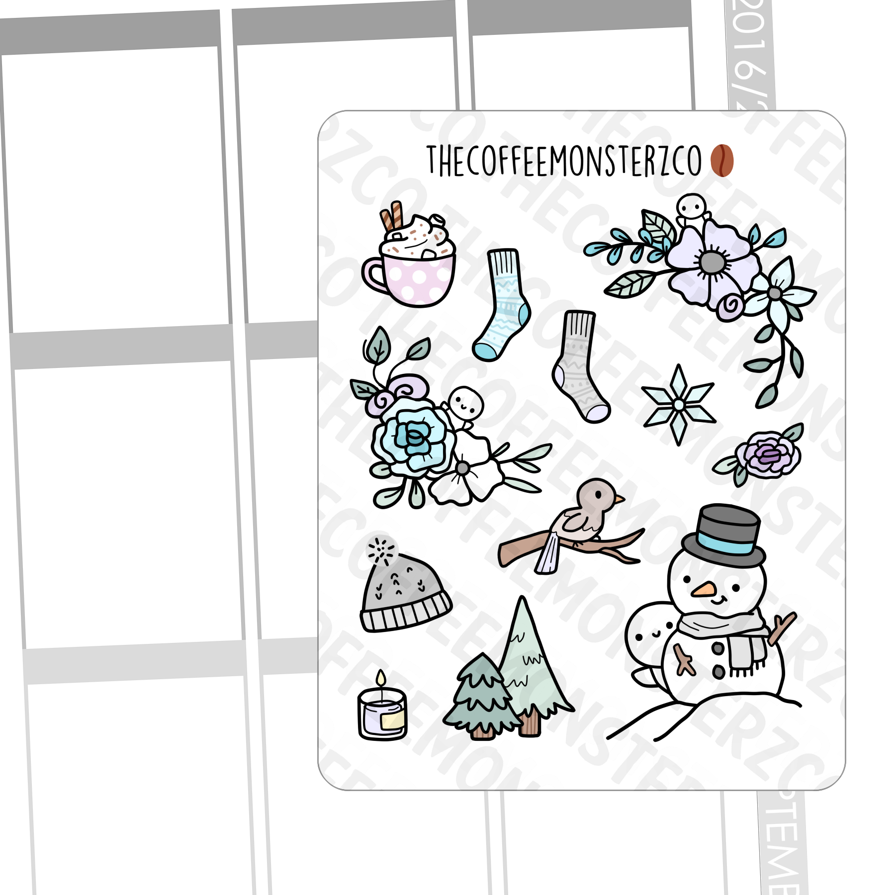 Large Winter Doodle Stickers