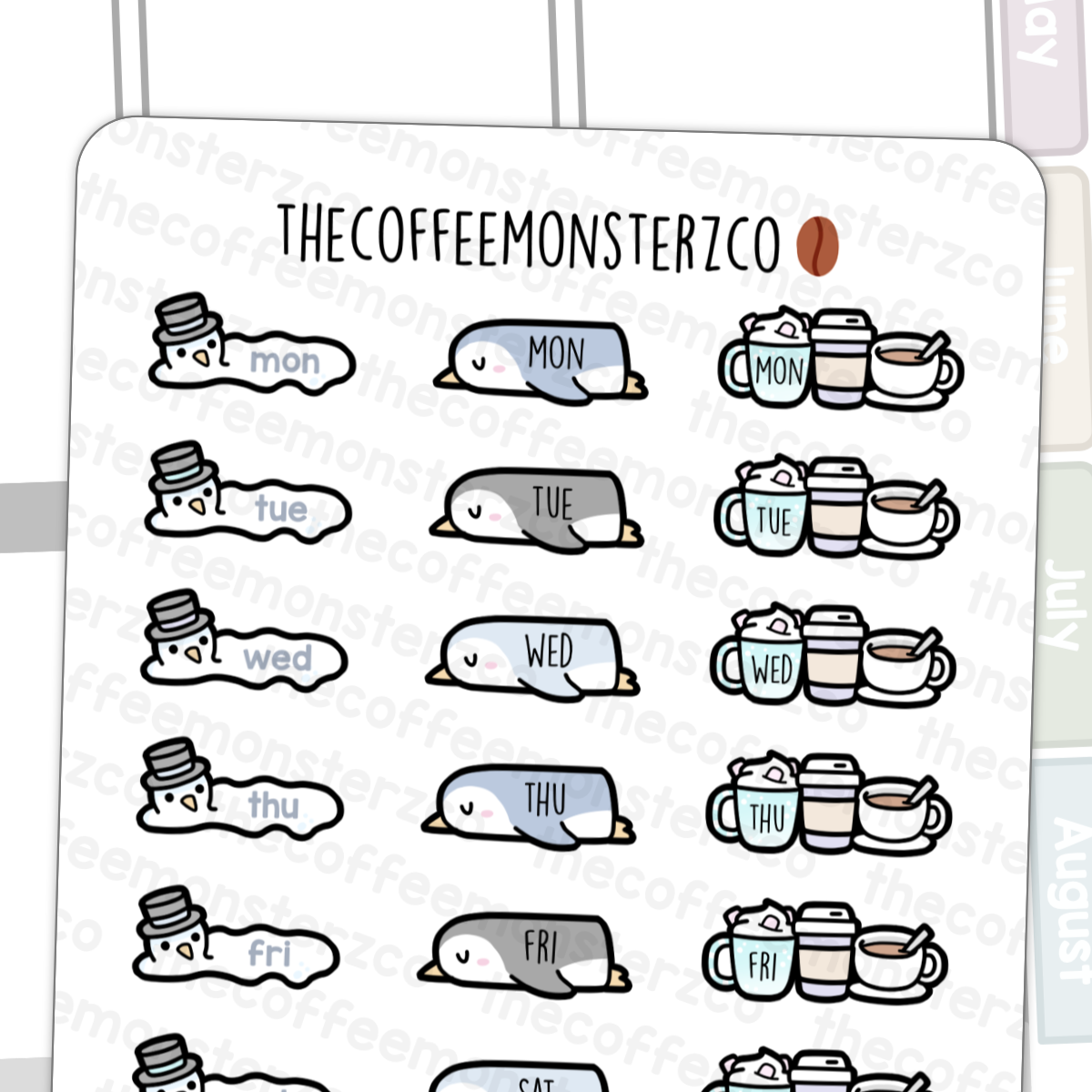 Mini Winter Days of the Week Doodles